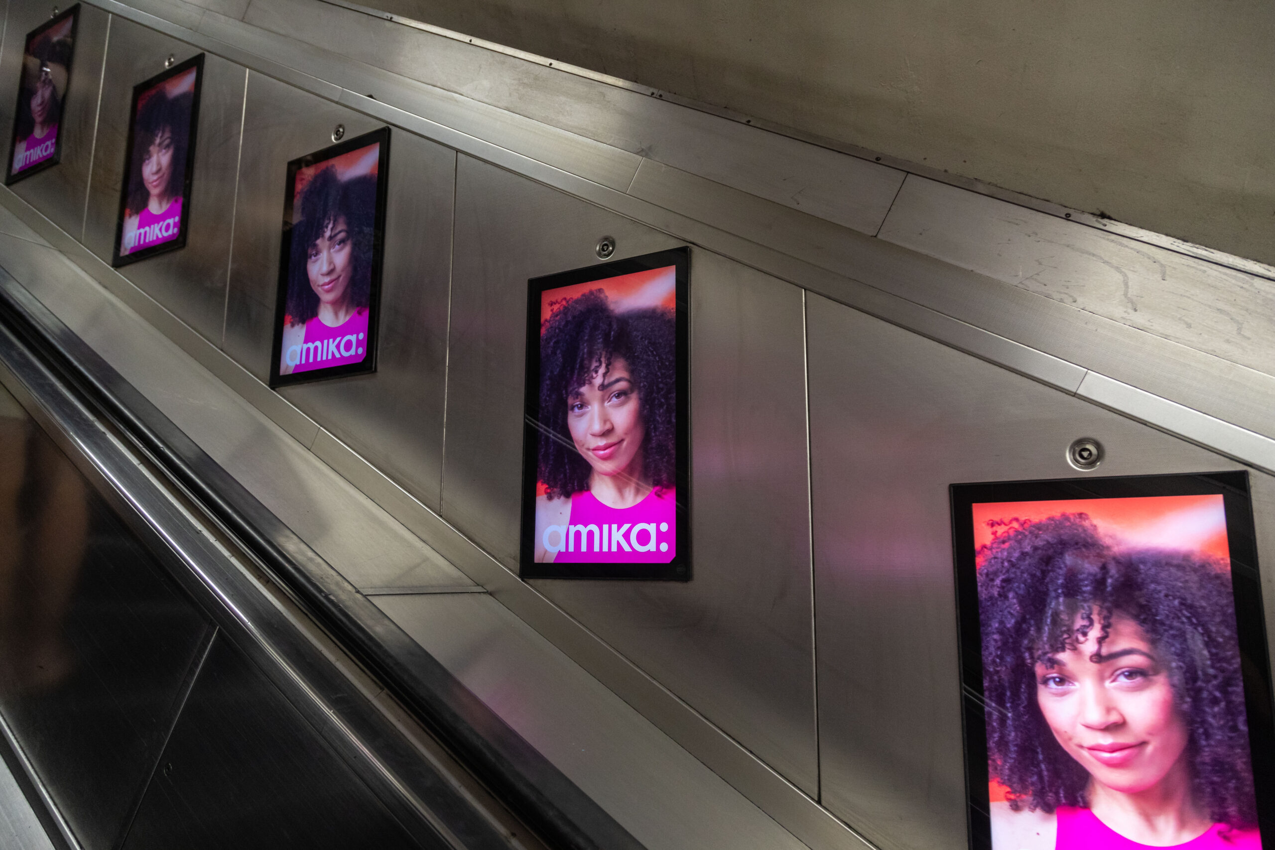 Example of digital escalator panel advertising on the London Underground